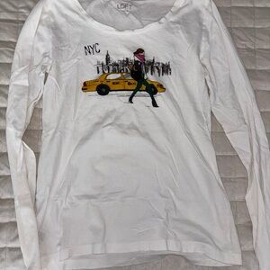 LOFT White Graphic Tee with Yellow Taxi